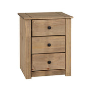 SECONIQUE, Panama, 3 Draw, Natural Wax, Bedside Table - yofurn