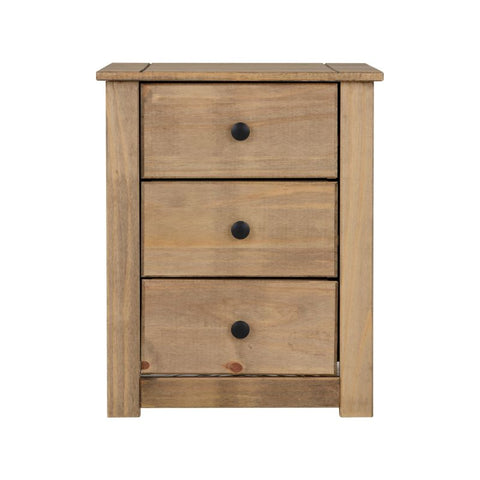 SECONIQUE, Panama, 3 Draw, Natural Wax, Bedside Table - yofurn