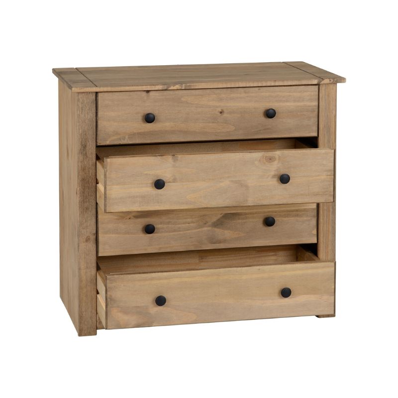 SECONIQUE, Panama, 4 Draws, Brown, Wax, Chest Drawer - yofurn