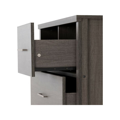 (SECONIQUE) 5 Draw, Black, Wood Grain, Chest Drawer by Lisbon - yofurn