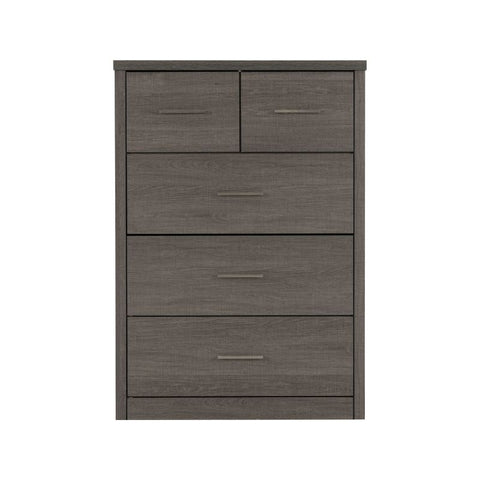 (SECONIQUE) 5 Draw, Black, Wood Grain, Chest Drawer by Lisbon - yofurn