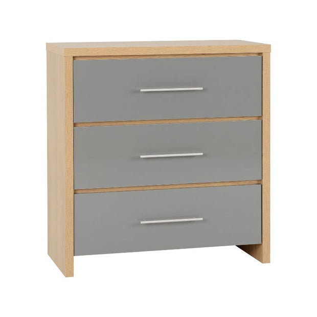 (SECONIQUE) Gloss, 2 Door - Wardrobe, 3 Draw - Chest Drawer, 1 Draw - Bedside Table, Set by Seville - yofurn