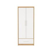 SECONIQUE, Seville, 2 Door, 1 Draw, White, Gloss, Light Oak, Wardrobe - yofurn