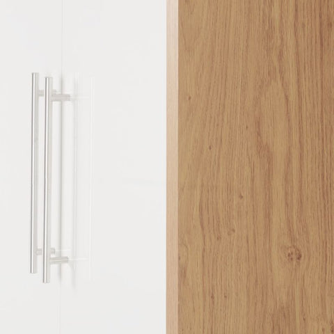 SECONIQUE, Seville, 2 Door, 1 Draw, White, Gloss, Light Oak, Wardrobe - yofurn