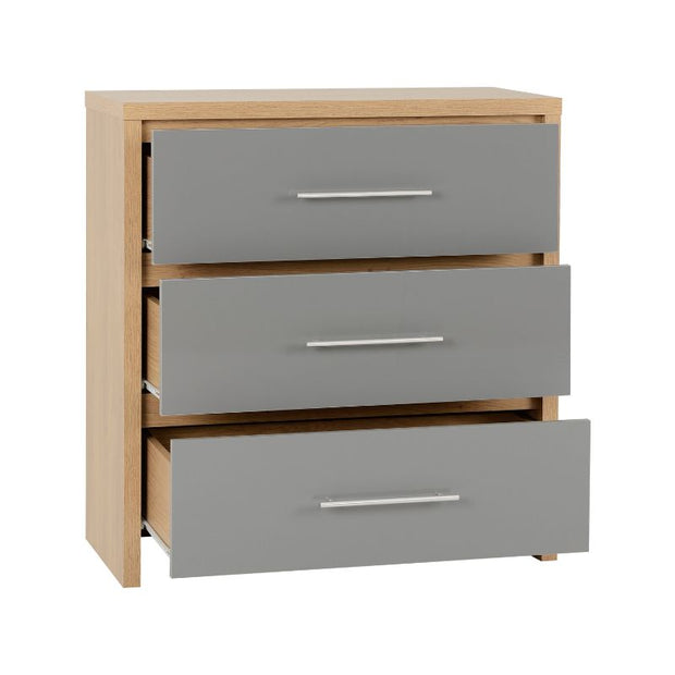 SECONIQUE, Seville, 3 Drawer, Gloss, Chest Drawer - yofurn