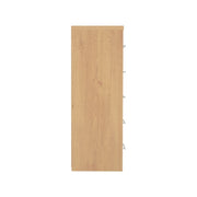 SECONIQUE, Seville, 5 Draw, White, Gloss, Light Oak, Narrow, Chest Drawer - yofurn