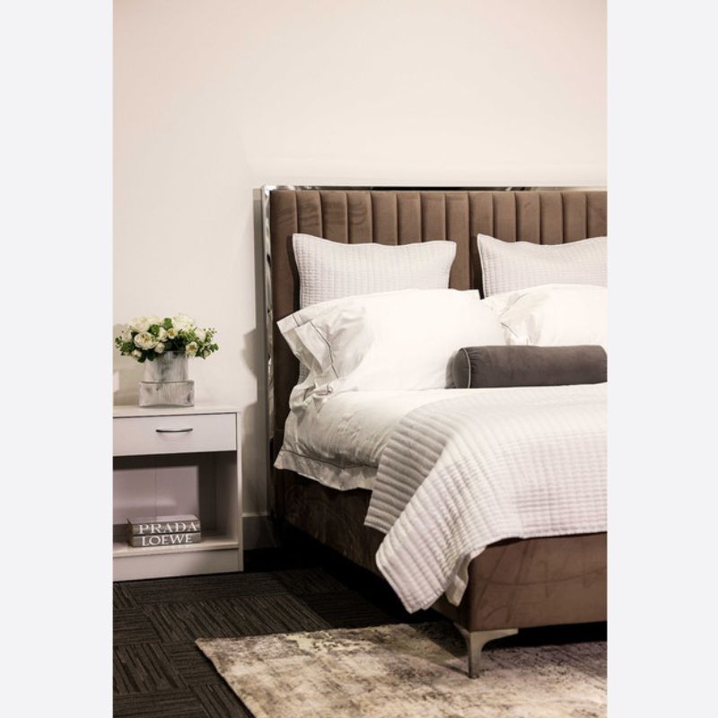 (LPD) Grey, Velvet, Bed Frame by Berkeley - yofurn