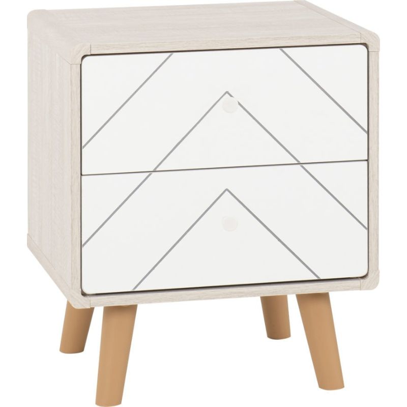 2 Draw White Bedside Table by Dixie