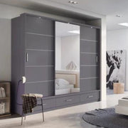 (ARTE-N FURNITURE) 3 Door, 1 Mirror Door, 3 Draw, LED, Sliding Door, Wardrobe by Arti - yofurn