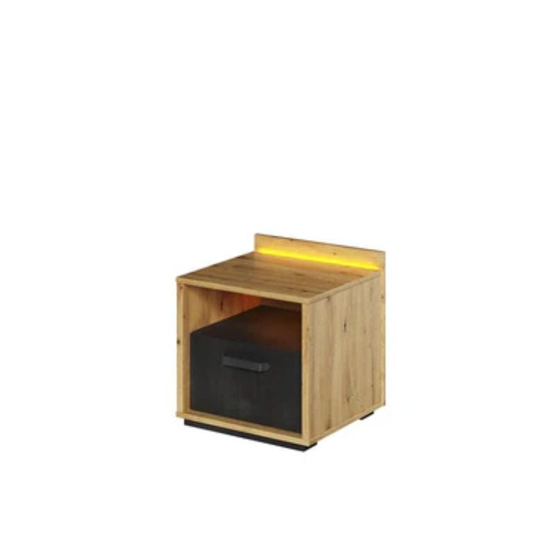 Oak Bedside Cabinet With LED by Qubic 10