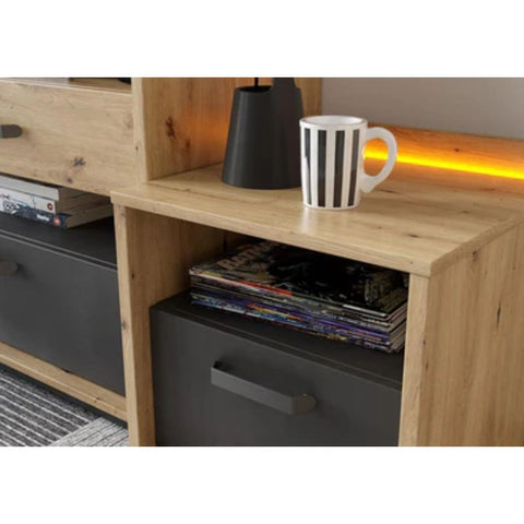 Oak Bedside Cabinet With LED by Qubic 10