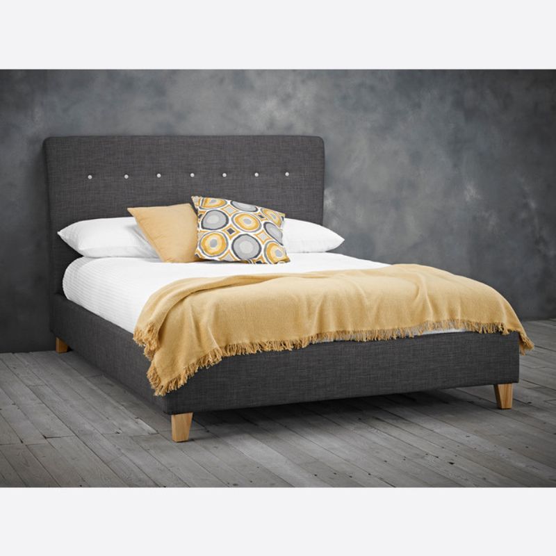 (LPD) Grey, Fabric, Double, Bed Frame by Portico - yofurn