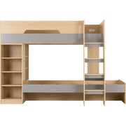 Oak 2 Bed Grey Bed Frame by Pluto