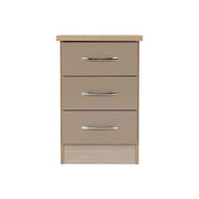 SECONIQUE, Nevada , 3 Draw, Oyster, Gloss, Light Oak, Chest Drawer - yofurn