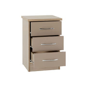 SECONIQUE, Nevada , 3 Draw, Oyster, Gloss, Light Oak, Chest Drawer - yofurn