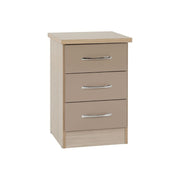 SECONIQUE, Nevada , 3 Draw, Oyster, Gloss, Light Oak, Chest Drawer - yofurn