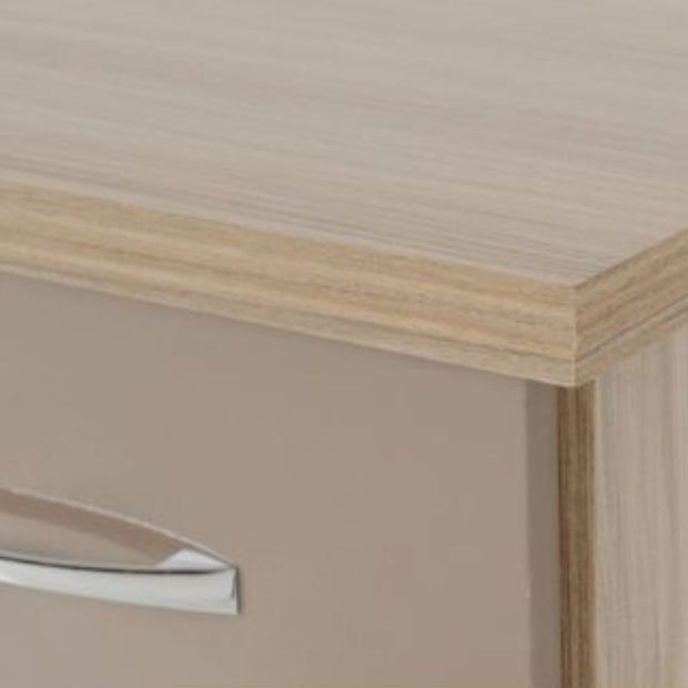 SECONIQUE, Nevada , 3 Draw, Oyster, Gloss, Light Oak, Chest Drawer - yofurn