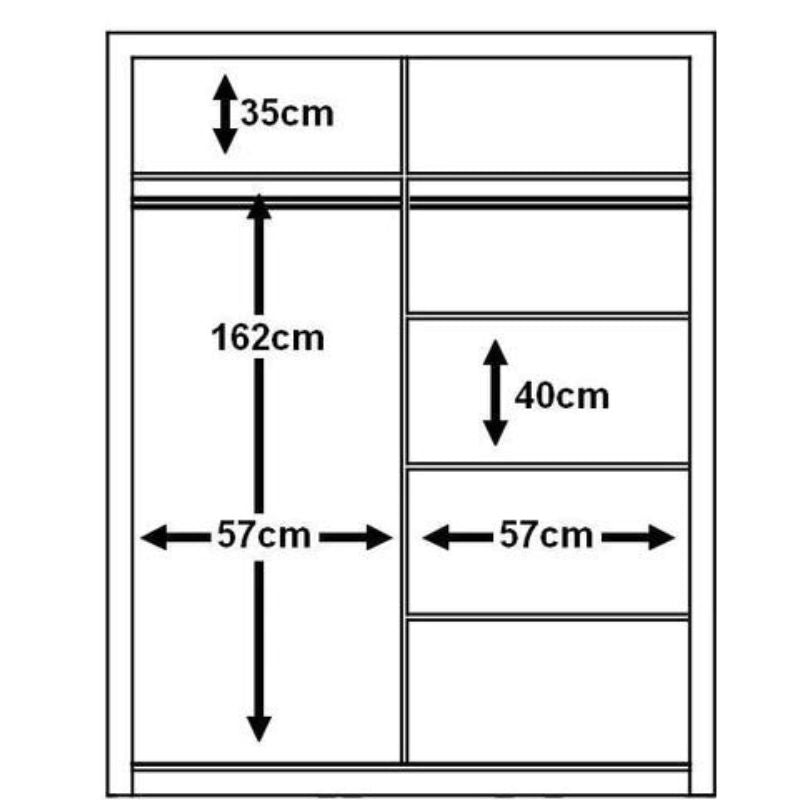 (ARTE-N FURNITURE) 2 Door, 1 Mirror Door, LED, Sliding Door, Wardrobe by Arti - yofurn