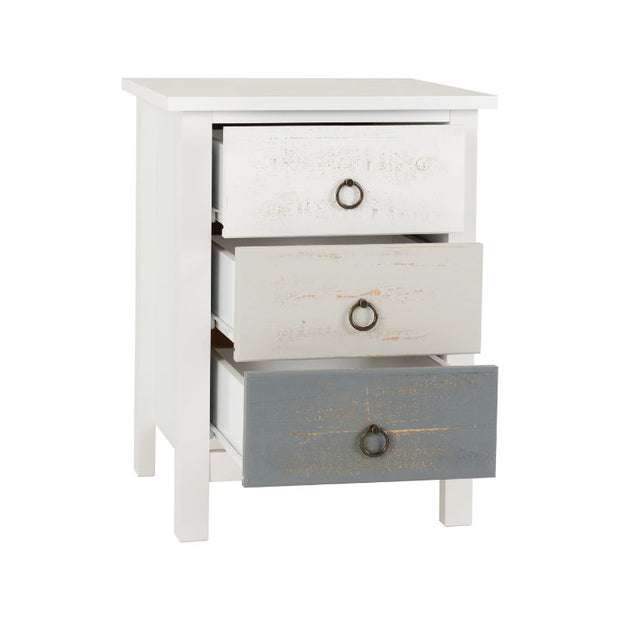 SECONIQUE, Vermont, 3 Draw, White, Grey, Bedside Table - yofurn