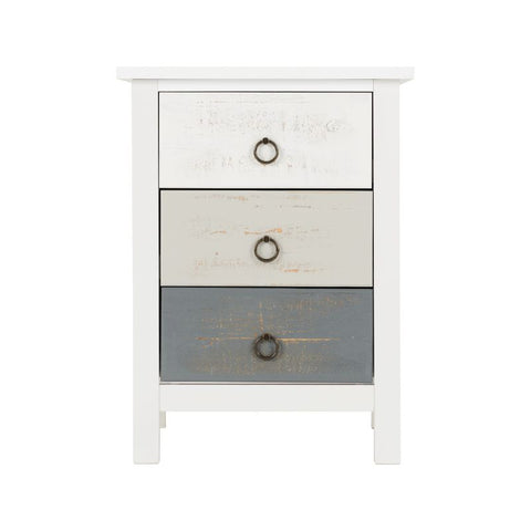 SECONIQUE, Vermont, 3 Draw, White, Grey, Bedside Table - yofurn