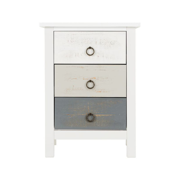 SECONIQUE, Vermont, 3 Draw, White, Grey, Bedside Table - yofurn