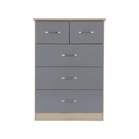 SECONIQUE, Nevada, 5 Draw, Gloss, Chest Drawer - yofurn