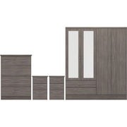 (SECONIQUE) 4 Door, 2 Draw, Mirror Door - Wardrobe, 5 Draw -Chest Drawer, 3 Draw, 2 - Bedside Table, Set by Nevada - yofurn