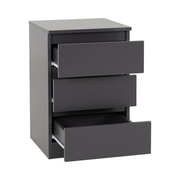 SECONIQUE, Malvern, 3 Draw, Bedside Table - yofurn