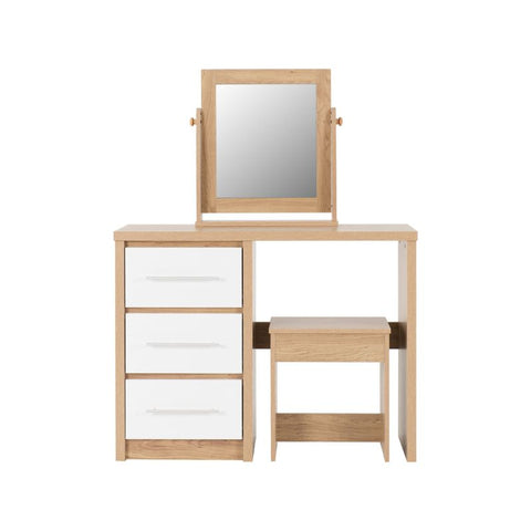 (SECONIQUE) 3 Draw, 1 Mirror Stand, Stool, Dressing Table by Seville - yofurn